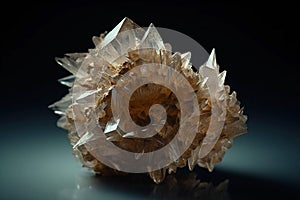 Cerussite fossil mineral stone. Geological crystalline fossil. Dark background close-up. photo