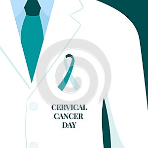 Cervical cancer awareness day ribbon cartoon illustration