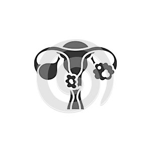 Cervical cancer glyph black icon. Female reproductive system disease. concept. Malignant neoplasm. Sign for web page, mobile app,