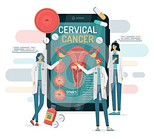 Cervical cancer on a smartphone with doctors