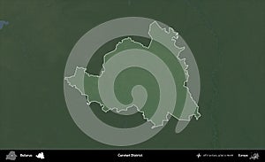 Cervien District highlighted, Belarus. Physical