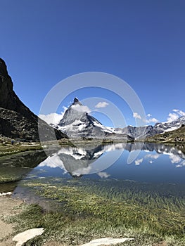 Cervino - Matterhorn mount reflexed in Stellisee lake