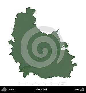 Cerykau District, Belarus, isolated on white. Physical