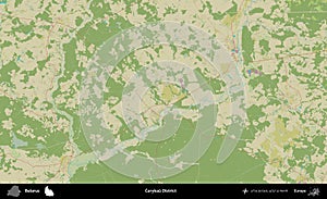 Cerykau District, Belarus. Topographic Humanitarian