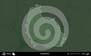 Cerykau District highlighted, Belarus. Physical