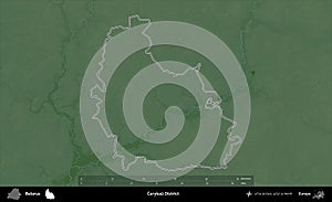 Cerykau District outlined, Belarus. Physical