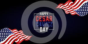Cesar Chavez Day Red white and Blue Text Black and Blue gradient background