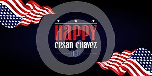 Cesar Chavez Day White Red and blue text design Font name VexlerSlip-Regular photo