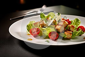 Cesar salad served on a plate