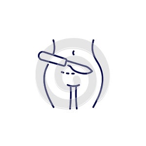 cesarean section line icon with a scalpel
