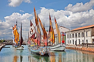 Cesenatico, Emilia Romagna, Italy: the port canal with the ancient sailing boats