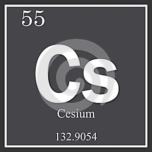 Cesium chemical element, dark square symbol photo