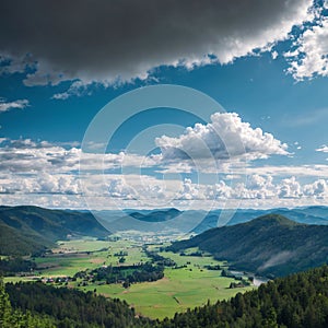 Ceske Stredohori aerial panorama landscape view from lookout tower Stribrnik, Rozhledna St brn k (Frotzelova photo