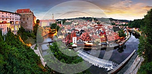 Cesky Krumlov with castle, old town and church, Czech Republic photo