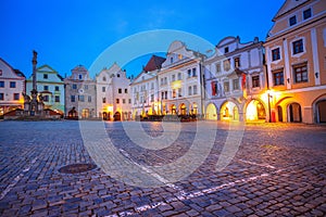 Cesky Krumlov main square scenic architecture dawn view