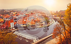 Cesky Krumlov river Vltava autumn