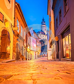 Cesky Krumlov scenic street architecture dawn view