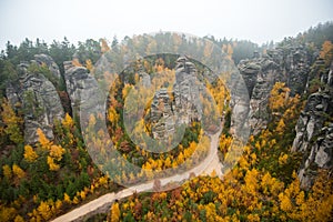 Cesky raj sandstone cliffs - Prachovske skaly, Czech Republic.