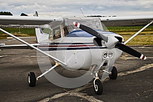 Cessna 172 Skyhawk 2 airplane on an asphalt runway.