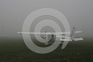 Cessna aircraft in fog