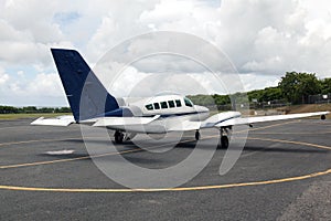 A cessna plane ready to take off