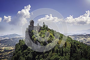 Cesta tower of medieval fortress in San Marino photo