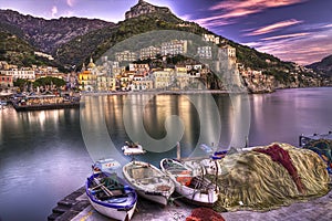 Cetara fishing village Amalfi coast watery reflections photo