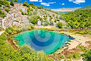 Cetina river source water hole green landscape view