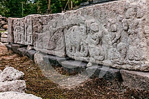 Relief Story Inside Cetho Temple at Karanganyar Tawangmangu Central Java Indonesia photo