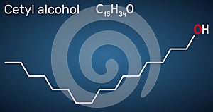 Cetyl alcohol, palmityl alcohol molecule. Used in cosmetic industry, as emulsifying agent in pharmaceutical preparations.