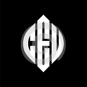 CEU circle letter logo design with circle and ellipse shape. CEU ellipse letters with typographic style. The three initials form a photo