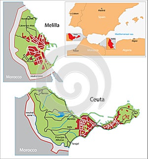 Ceuta and Melilla map photo