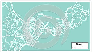 Ceuta Spain City Map in Retro Style. Outline Map. photo