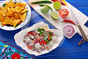 Ceviche Mexican style recipe with nachos