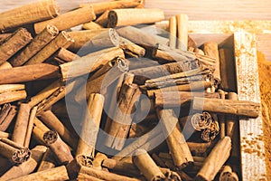 ceylon cinnamon from sri lanka sticks decorative background texture