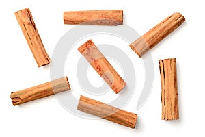 Ceylon cinnamon sticks isolated on the white background