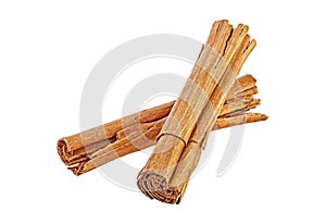 Ceylon cinnamon sticks isolated on white background