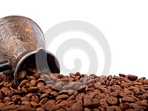Cezve and coffee beans