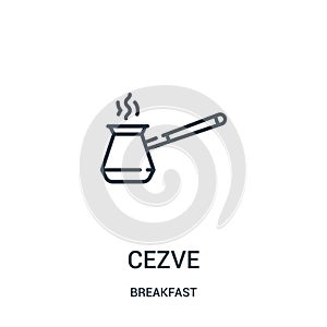 cezve icon vector from breakfast collection. Thin line cezve outline icon vector illustration. Linear symbol for use on web and