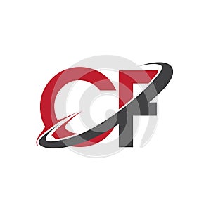 CF initial logo company name colored red and black swoosh design, isolated on white background. vector logo for business and