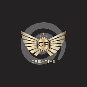 CF Letter Initial with Royal Luxury Logo Template
