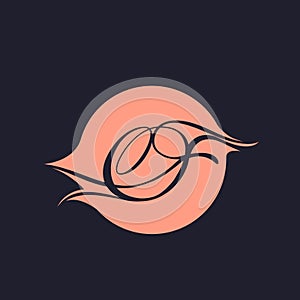 CF monogram logo calligraphic signature icon. Ornamental emblem.