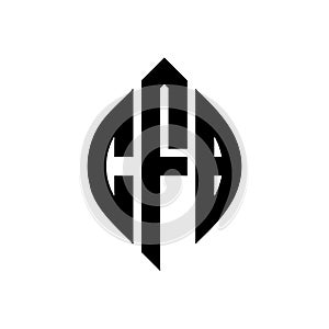CFB circle letter logo design with circle and ellipse shape. CFB ellipse letters with typographic style. The three initials form a