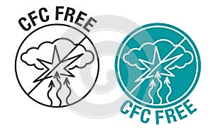 CFC free - strikethrough freon, aerosol component