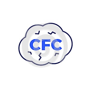 CFC or freon gas icon with a cloud