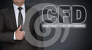 CFD concept and businessman with thumbs up