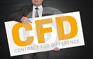 CFD poster is held by businessman