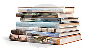 cfee stack of books white background