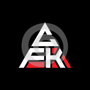 CFK triangle letter logo design with triangle shape. CFK triangle logo design monogram. CFK triangle vector logo template with red