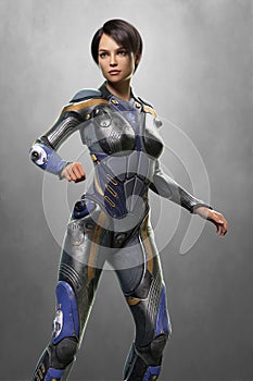 CG beautiful science fiction style woman